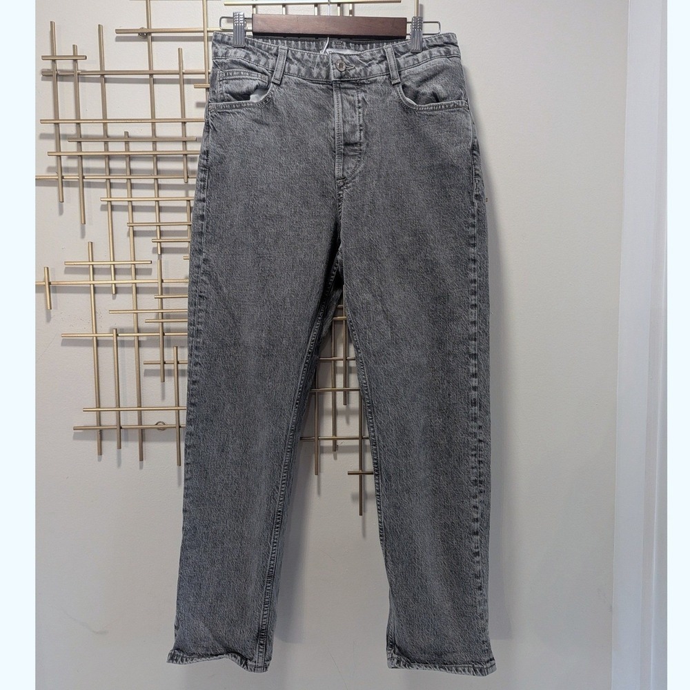 Zara Jeans Gray Acid Wash High Rise Straight Leg Denim 6 Y2K Grunge Minimalist